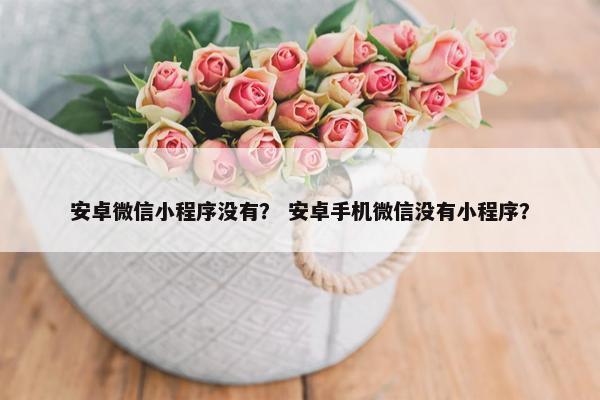 安卓微信小程序没有？ 安卓手机微信没有小程序？