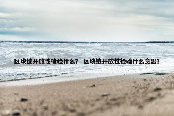 区块链开放性检验什么？ 区块链开放性检验什么意思？