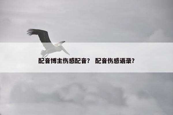 配音博主伤感配音？ 配音伤感语录？