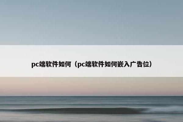 pc端软件如何（pc端软件如何嵌入广告位）