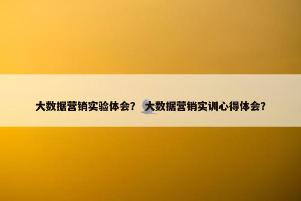 大数据营销实验体会？ 大数据营销实训心得体会？