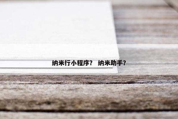 纳米行小程序？ 纳米助手？
