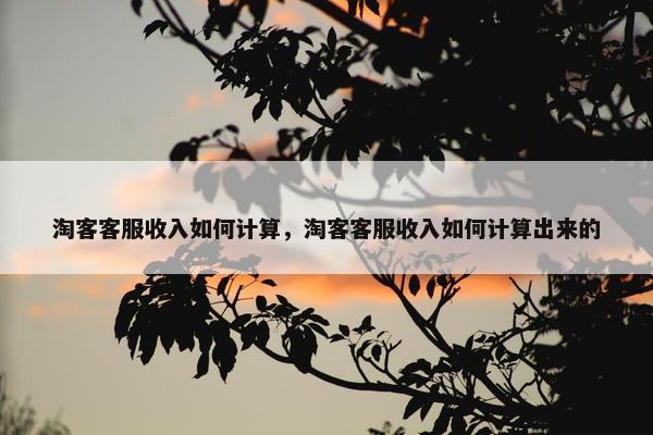 淘客客服收入如何计算，淘客客服收入如何计算出来的