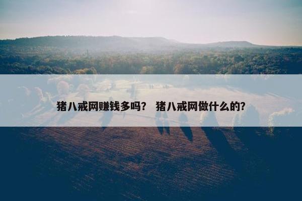 猪八戒网赚钱多吗？ 猪八戒网做什么的？