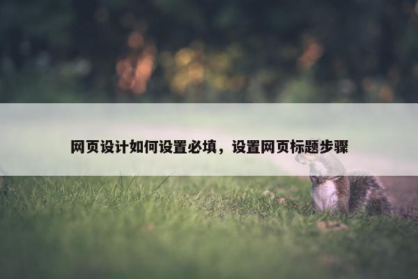 网页设计如何设置必填，设置网页标题步骤