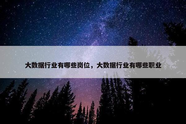 大数据行业有哪些岗位，大数据行业有哪些职业