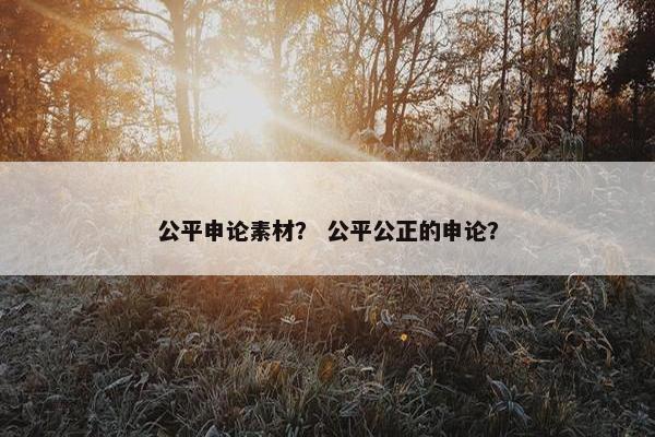 公平申论素材？ 公平公正的申论？