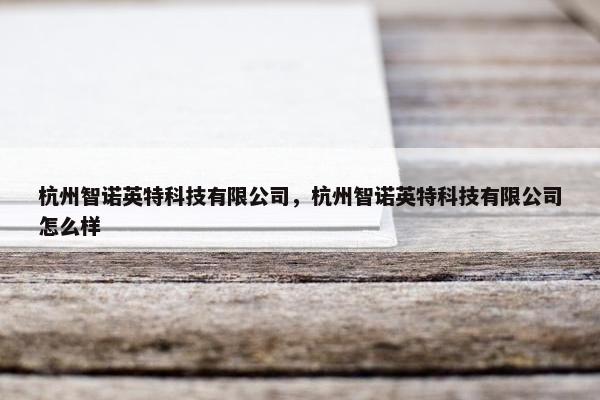 杭州智诺英特科技有限公司，杭州智诺英特科技有限公司怎么样