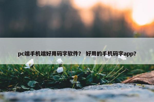 pc端手机端好用码字软件？ 好用的手机码字app？