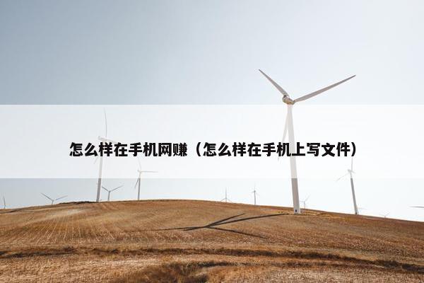 怎么样在手机网赚（怎么样在手机上写文件）