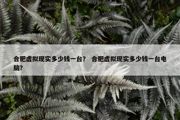 合肥虚拟现实多少钱一台？ 合肥虚拟现实多少钱一台电脑？