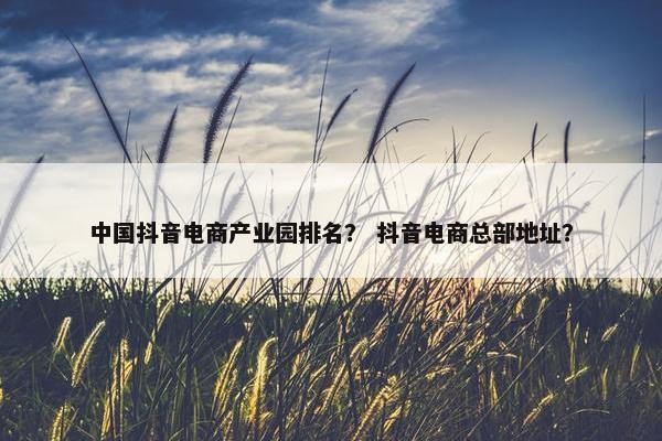 中国抖音电商产业园排名？ 抖音电商总部地址？