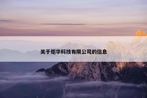 关于炬华科技有限公司的信息