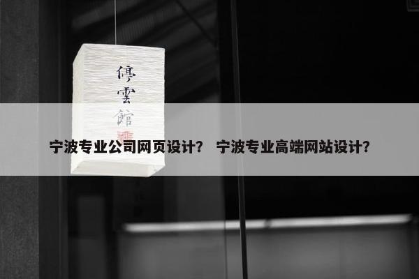 宁波专业公司网页设计？ 宁波专业高端网站设计？