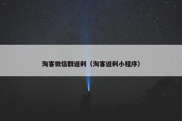 淘客微信群返利（淘客返利小程序）