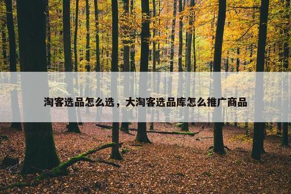 淘客选品怎么选，大淘客选品库怎么推广商品