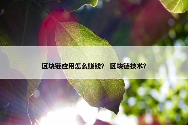 区块链应用怎么赚钱？ 区块链技术？
