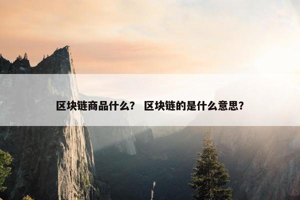区块链商品什么？ 区块链的是什么意思？