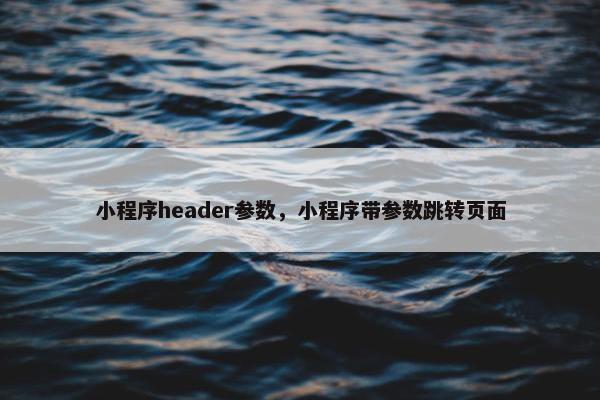 小程序header参数，小程序带参数跳转页面