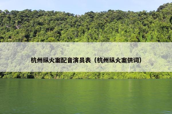 杭州纵火案配音演员表（杭州纵火案供词）