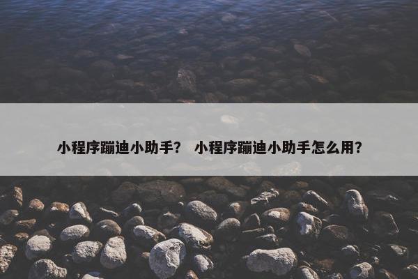 小程序蹦迪小助手？ 小程序蹦迪小助手怎么用？
