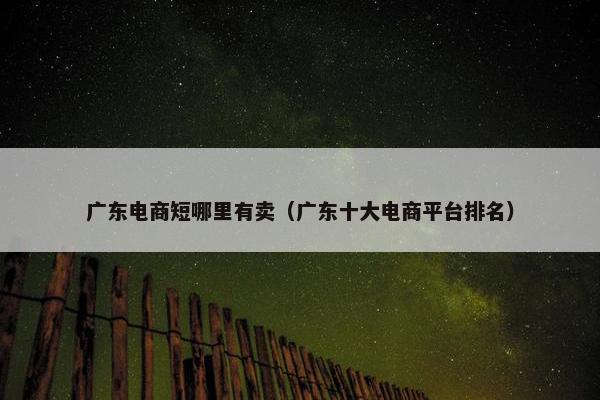 广东电商短哪里有卖（广东十大电商平台排名）