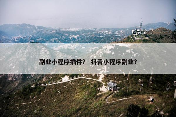 副业小程序插件？ 抖音小程序副业？