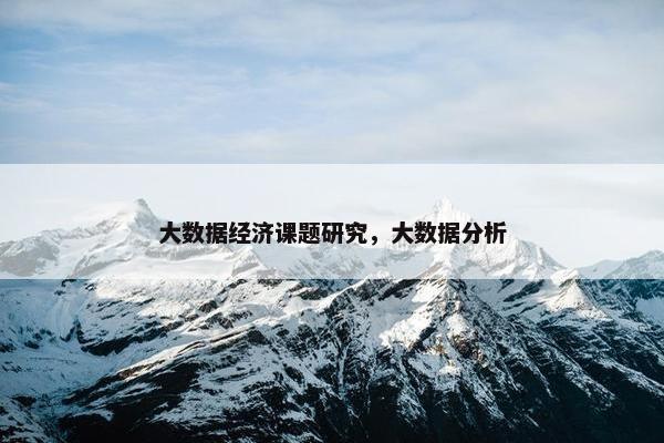 大数据经济课题研究，大数据分析