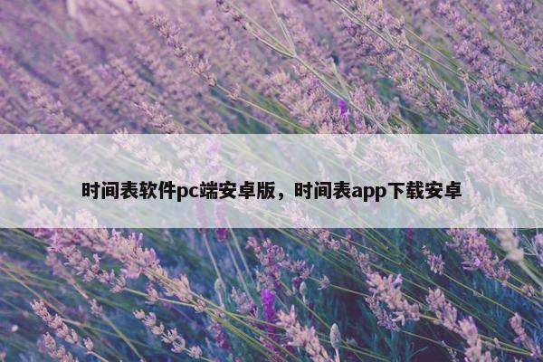 时间表软件pc端安卓版，时间表app下载安卓