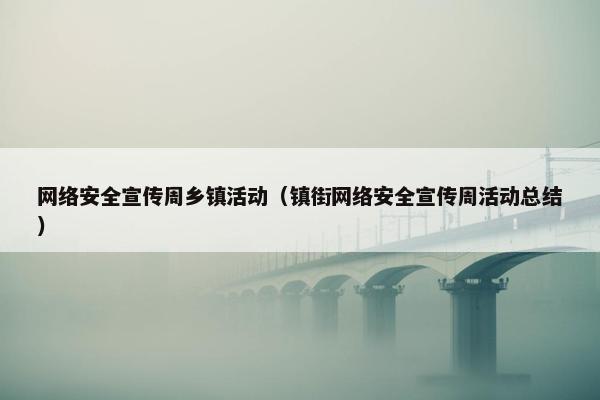 网络安全宣传周乡镇活动（镇街网络安全宣传周活动总结）