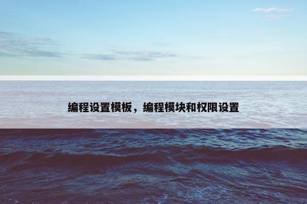 编程设置模板，编程模块和权限设置