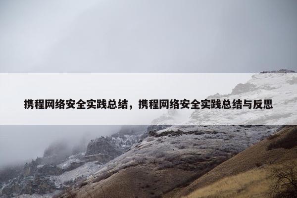 携程网络安全实践总结，携程网络安全实践总结与反思