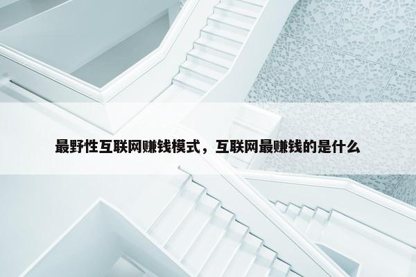 最野性互联网赚钱模式，互联网最赚钱的是什么