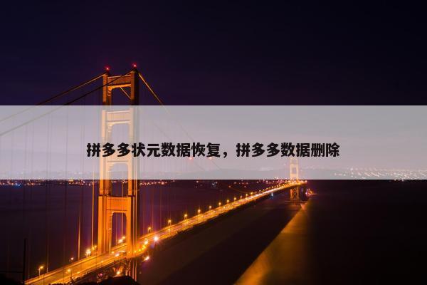 拼多多状元数据恢复，拼多多数据删除