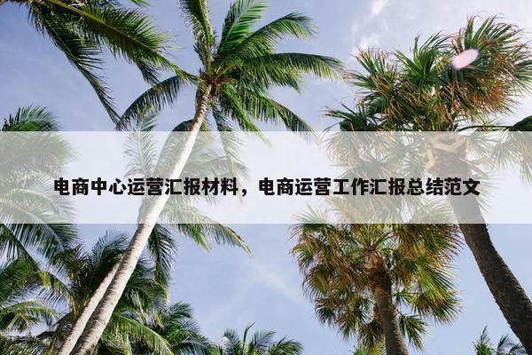 电商中心运营汇报材料，电商运营工作汇报总结范文