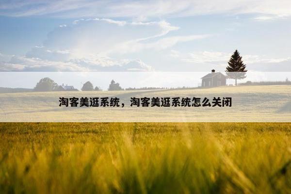 淘客美逛系统，淘客美逛系统怎么关闭