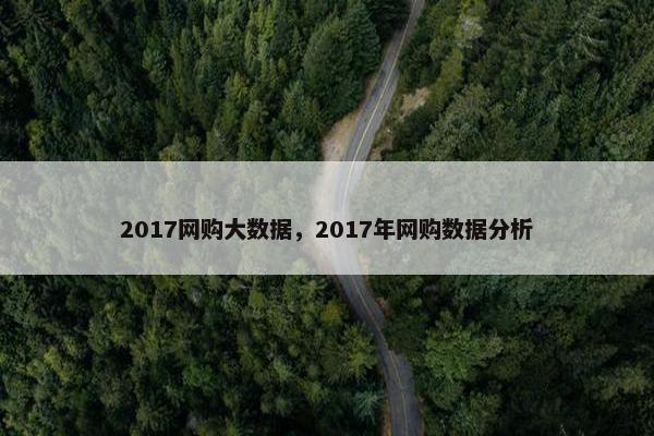2017网购大数据，2017年网购数据分析