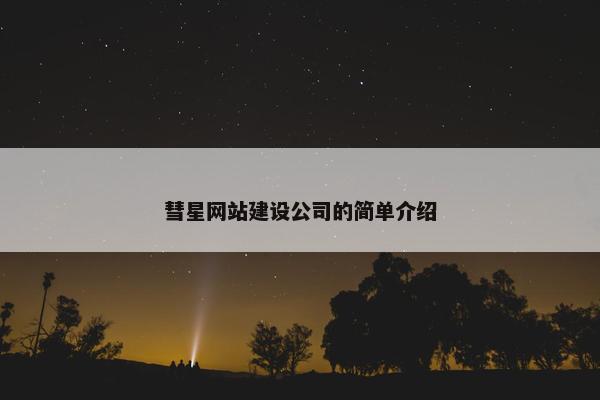彗星网站建设公司的简单介绍