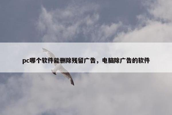 pc哪个软件能删除残留广告，电脑除广告的软件