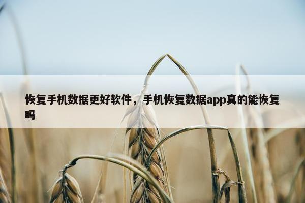 恢复手机数据更好软件，手机恢复数据app真的能恢复吗