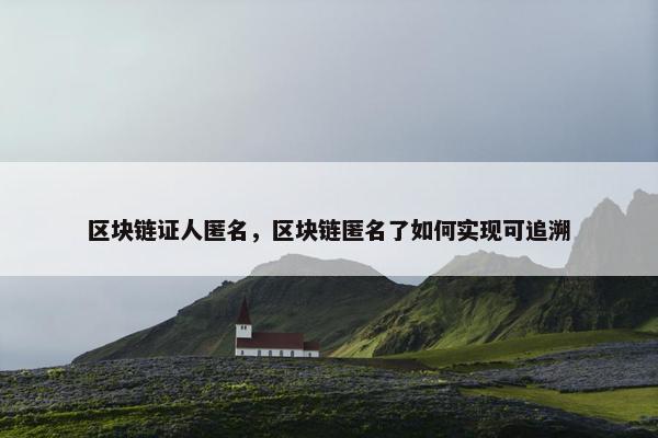 区块链证人匿名，区块链匿名了如何实现可追溯