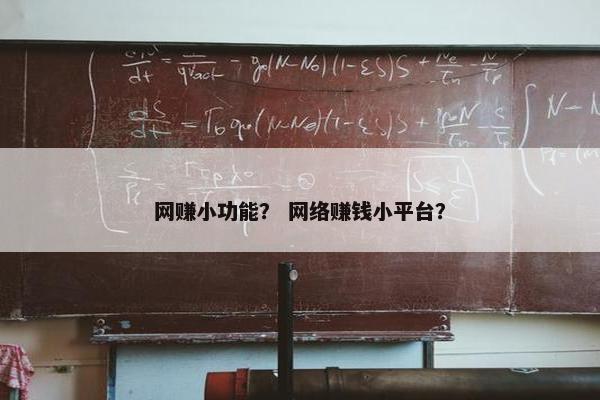 网赚小功能？ 网络赚钱小平台？