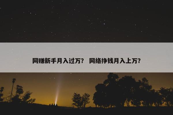 网赚新手月入过万？ 网络挣钱月入上万？