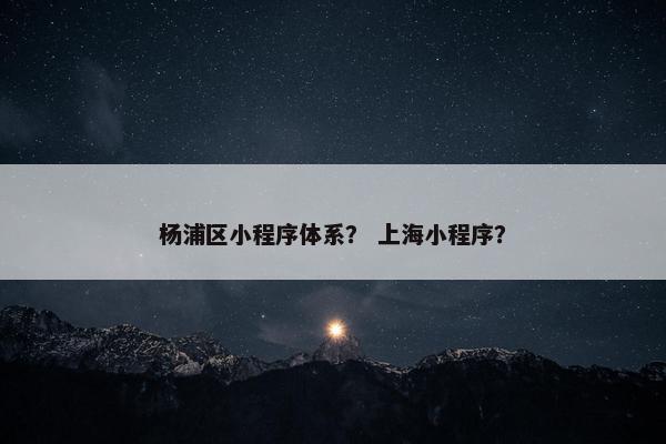 杨浦区小程序体系？ 上海小程序？