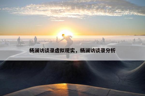 杨澜访谈录虚拟现实，杨澜访谈录分析