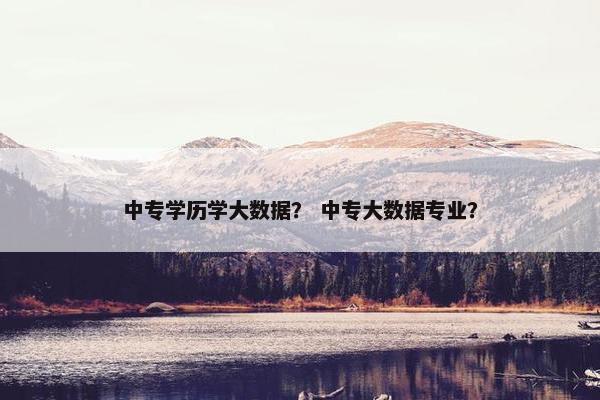 中专学历学大数据？ 中专大数据专业？