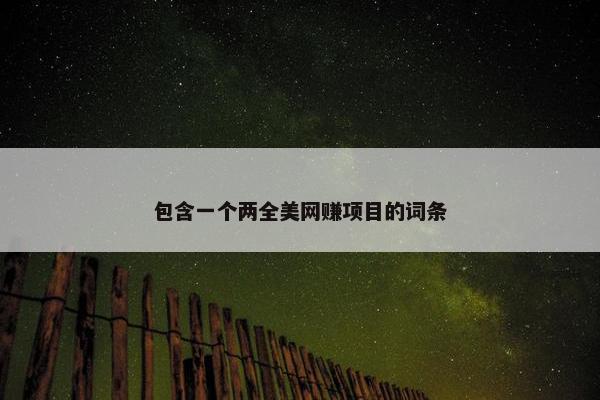 包含一个两全美网赚项目的词条