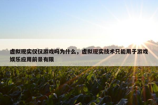 虚拟现实仅仅游戏吗为什么，虚拟现实技术只能用于游戏娱乐应用前景有限