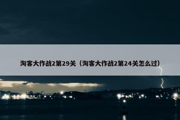 淘客大作战2第29关（淘客大作战2第24关怎么过）
