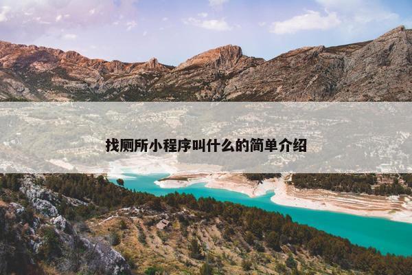 找厕所小程序叫什么的简单介绍
